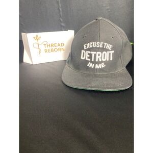 Excuse The Detroit In Me Trucker Hat Black Green Underbrim Snapback Baseball Cap